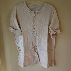 Hot Cotton Natural Linen Shirt Size Medium